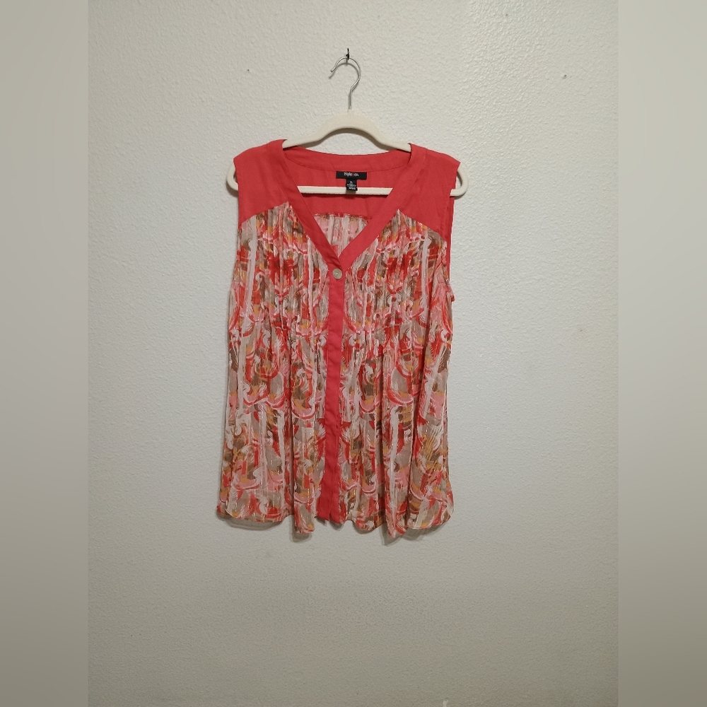 Style & Co. Coral and Multicolor Blouse